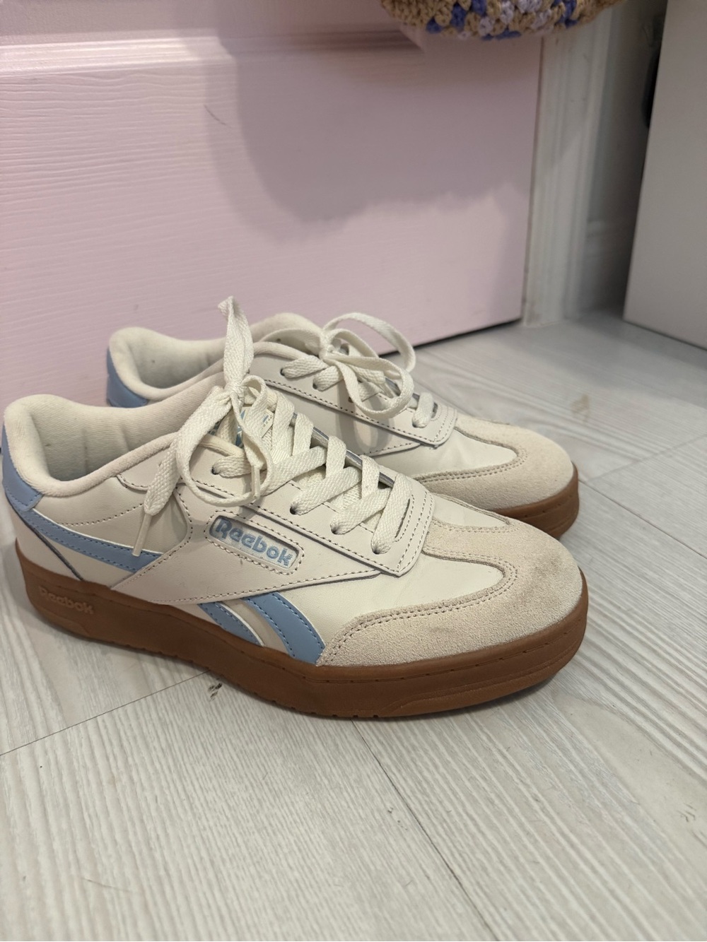 Reebok Women’s Cream & Light Blue Espadrille-Style Sneakers